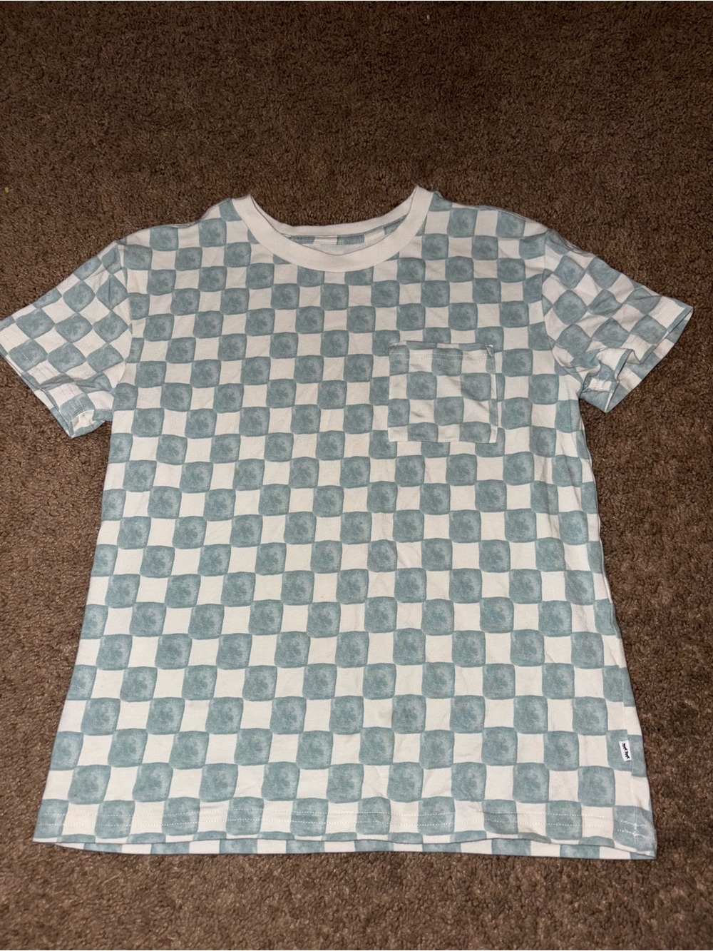 Little Sleepies Checkerboard Tee - Teal & White